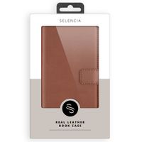 Selencia Étui portefeuille en cuir véritable Samsung Galaxy A51 - Marron clair