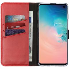 Selencia Étui portefeuille en cuir véritable Samsung Galaxy S10 - Rouge