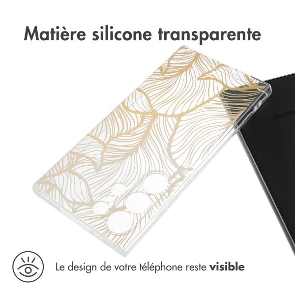 imoshion Coque Design Samsung Galaxy S24 Ultra - Golden Leaves Transparent