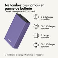 imoshion Ultra Series Aluminium Batterie externe 20.000 mAh - Charge rapide jusqu'à 33 watts - Tropical Violet