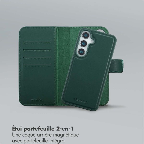 Selencia Étui portefeuille amovible Olyn avec MagSafe Samsung Galaxy S25 / S24 - Vert