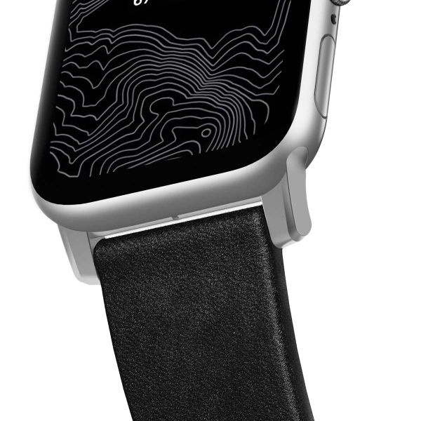 Nomad Bracelet moderne en cuir Apple Watch | 44/45/46/49 mm - Black / Silver