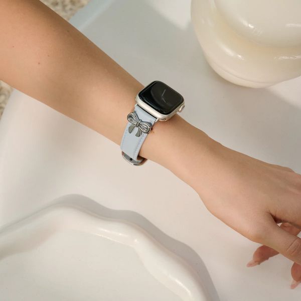Burga Bracelet en cuir véritable  - Apple Watch | 44/45/46/49 mm / Connexion universelle 20 mm - Dream / Silver