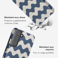 Selencia Coque arrière Vivid Samsung Galaxy S21 FE - Wave Vibes Classic Blue