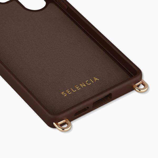Selencia Coque arrière Rivièra avec MagSafe avec crochets amovibles Samsung Galaxy S26 Ultra - Choco Brown