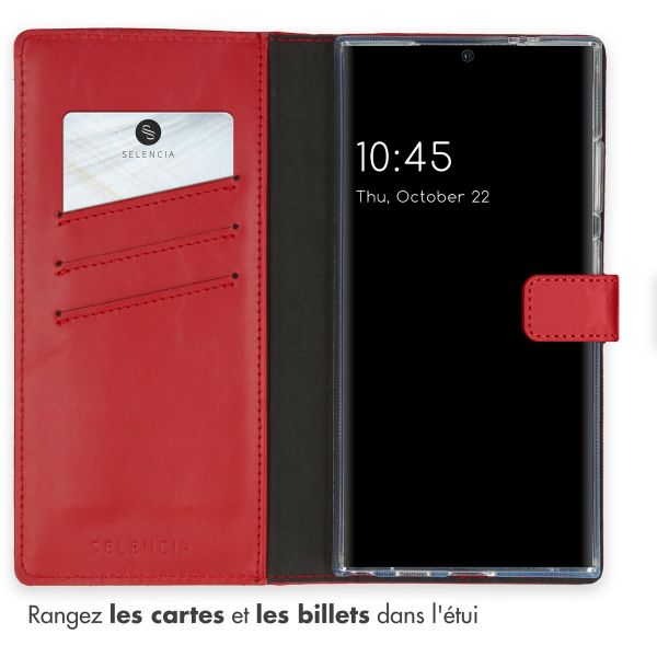 Selencia Étui portefeuille en cuir véritable Samsung Galaxy S24 Ultra - Rouge