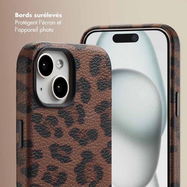 Selencia Coque Sabi imprimé panthère avec MagSafe Apple iPhone 15 - Mocha Brown