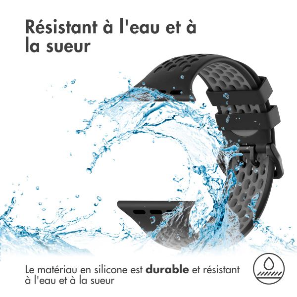 imoshion Bracelet sport en silicone avec boucle Apple Watch | 44/45/46/49 mm - Black / Grey