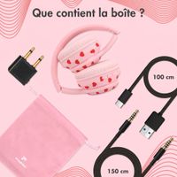 imoshion Casque sans fil pour enfants LED Light - Limiteur de décibels - Avec câble AUX - Cœurs
