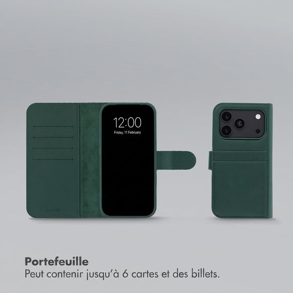 Accezz Coque portefeuille Edge amovible avec MagSafe Apple iPhone 18 Pro / 17 Pro - Vert