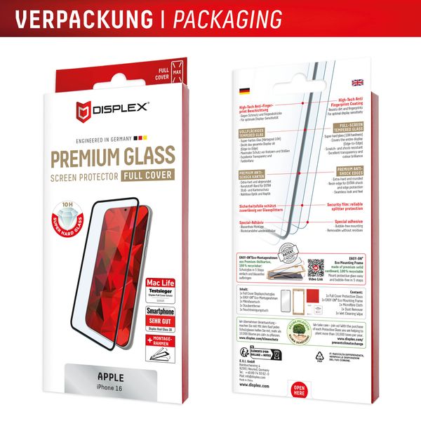 Displex Protection d'écran en verre trempé Real Glass Apple iPhone 16