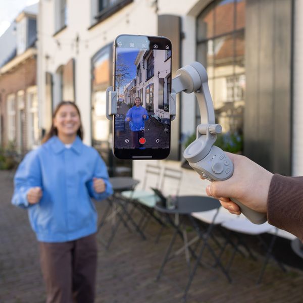 Selencia Stabilisateur Gimbal avec éclairage LED - Suivi intelligent - Trépied - Cosy Grey