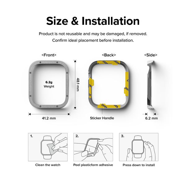 Ringke Style de lunette Apple Watch 7 / 8 / 9 - 45 mm - Hairline Bolts Silver