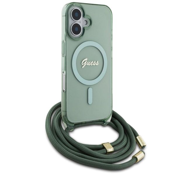 Guess Coque MagSafe IML avec crossbody cord Apple iPhone 16 - Vert