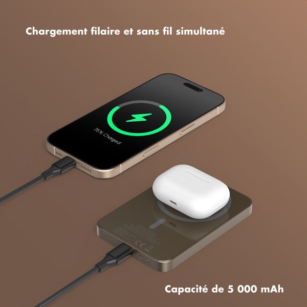 Selencia Powerbank Vivid 5 000 mAh - MagSafe et Qi - Desert Gold / Leopard