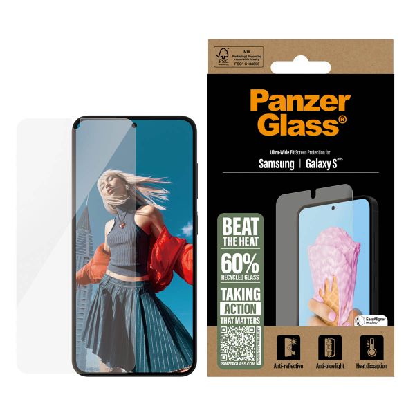 PanzerGlass Protection écran antibactérienne ultra-large tout-en-un Samsung Galaxy S25
