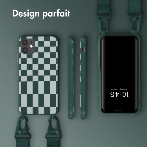 Selencia Coque design en silicone avec cordon amovible Apple iPhone 11 - Irregular Check Green