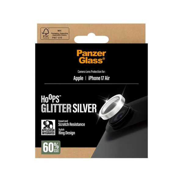 PanzerGlass Protection Caméra Hoops Optic Rings Apple iPhone Air - Argent Pailleté