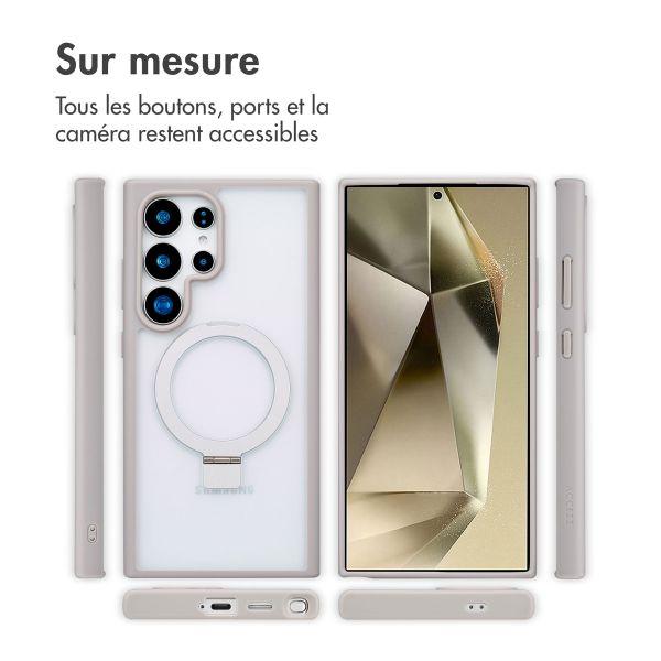 Accezz Coque Ring Stand avec MagSafe Samsung Galaxy S24 Ultra - Gris
