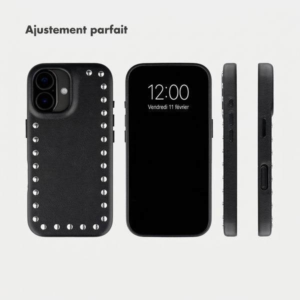 Selencia Coque arrière Studs avec MagSafe Apple iPhone 16 - Velvet Black