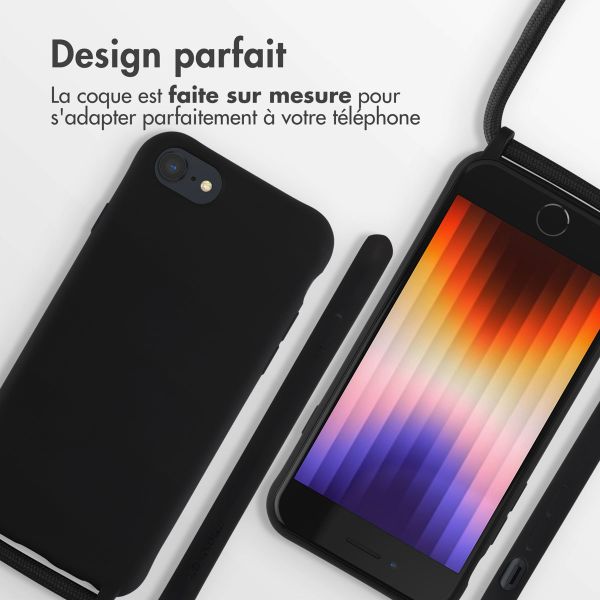 imoshion Coque en silicone avec cordon Apple iPhone SE (2022 / 2020) / 8 / 7 - Noir