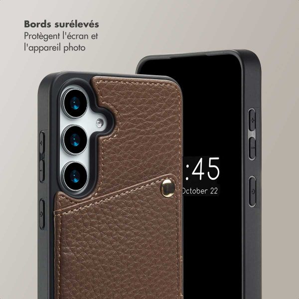 Selencia Coque de télephone Nova avec cordon et porte-cartes Samsung Galaxy S25 / S24 - Mocha Brown