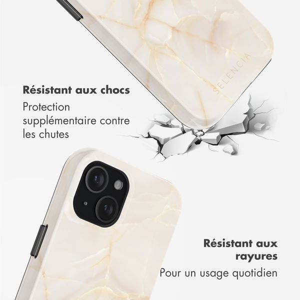 Selencia Coque arrière Vivid avec MagSafe Apple iPhone 15 - Golden Beige Marble