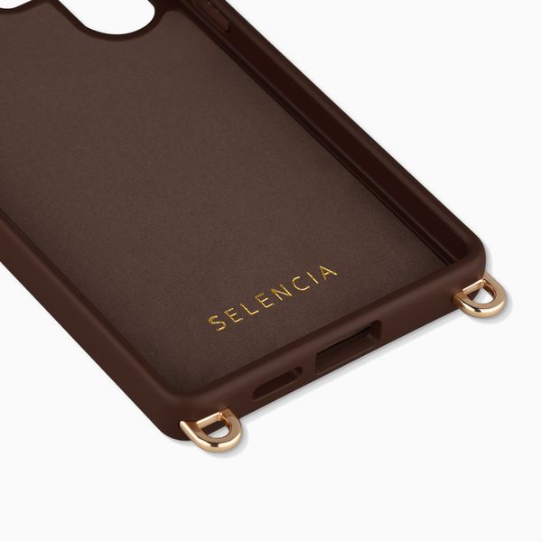 Selencia Coque arrière Rivièra avec MagSafe avec crochets amovibles Samsung Galaxy S25 Ultra - Choco Brown