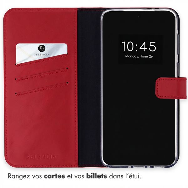 Selencia Étui portefeuille en cuir véritable Samsung Galaxy A37 (5G) - Rouge