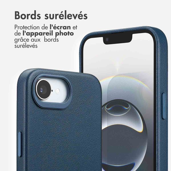 Accezz Coque arrière en cuir avec MagSafe Apple iPhone 17e / 16e - Nightfall Blue