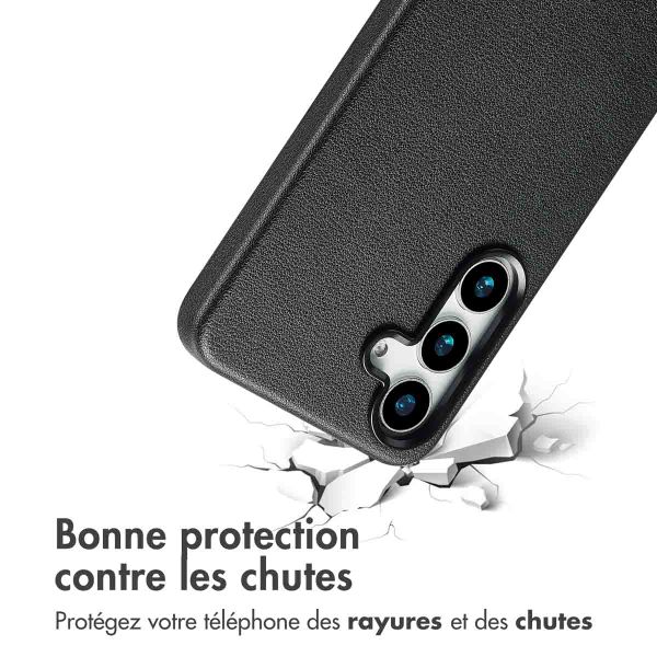Accezz Coque arrière en cuir avec MagSafe Samsung Galaxy S25 - Onyx Black