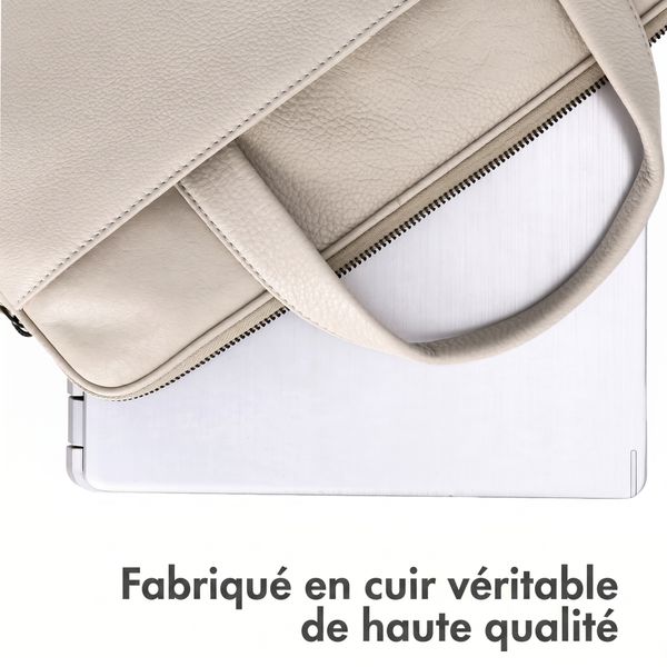 Accezz Leather Sac ordinateur 16 pouces - Beige
