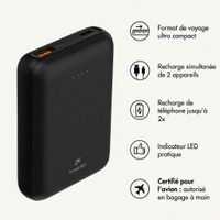 imoshion Batterie externe compacte 10.000 mAh - Petite batterie externe - Chargeur rapide 22,5 W - USB-C / USB-A - Noir