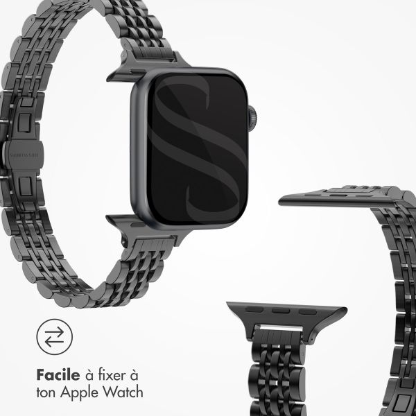 Selencia Bracelet en acier slim style Jubilee Apple Watch | 38/40/41/42 mm - Noir
