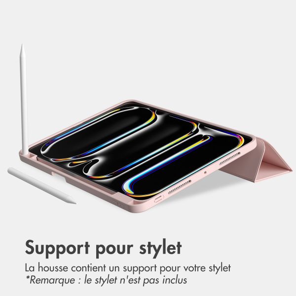 Accezz Coque tablette portefeuille Smart Silicone Apple iPad Pro 11 (2025) M5 / (2024) M4 - Rose