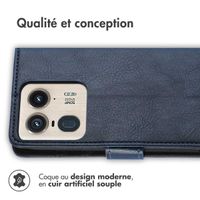 imoshion Étui de télephone portefeuille de luxe Motorola Edge 50 Ultra - Bleu foncé