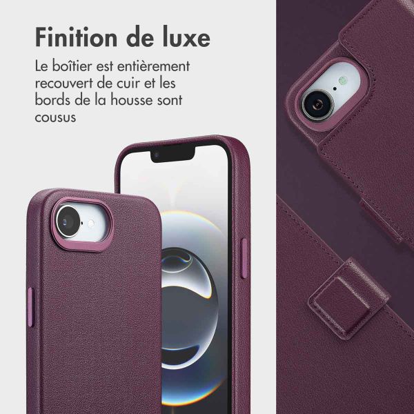 Accezz Étui de télephone portefeuille en cuir 2-en-1 avec MagSafe Apple iPhone 17e / 16e - Heath Purple