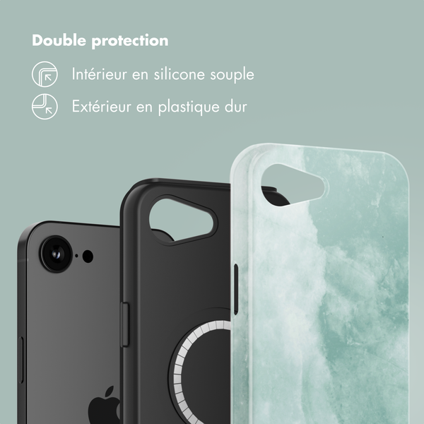 Selencia Coque arrière Vivid avec MagSafe Apple iPhone 17e / 16e - Marble Grayed Jade