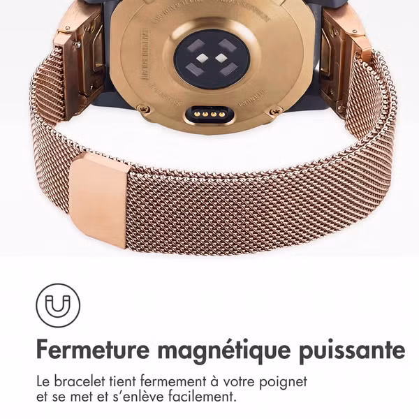 imoshion Bracelet QuickFit® Milanais  - Connexion Garmin 22 mm - Taille L/XL - Rose Gold