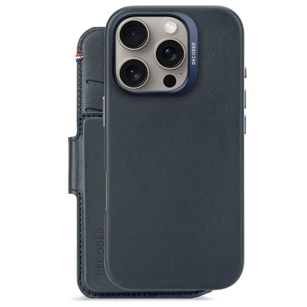Decoded Portefeuille détachable 2 en 1 en cuir MagSafe Apple iPhone 16 Pro - Navy