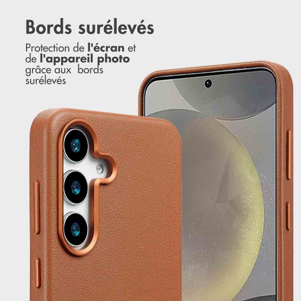 Accezz Étui de télephone portefeuille en cuir 2-en-1 avec MagSafe Samsung Galaxy S25 - Sienna Brown