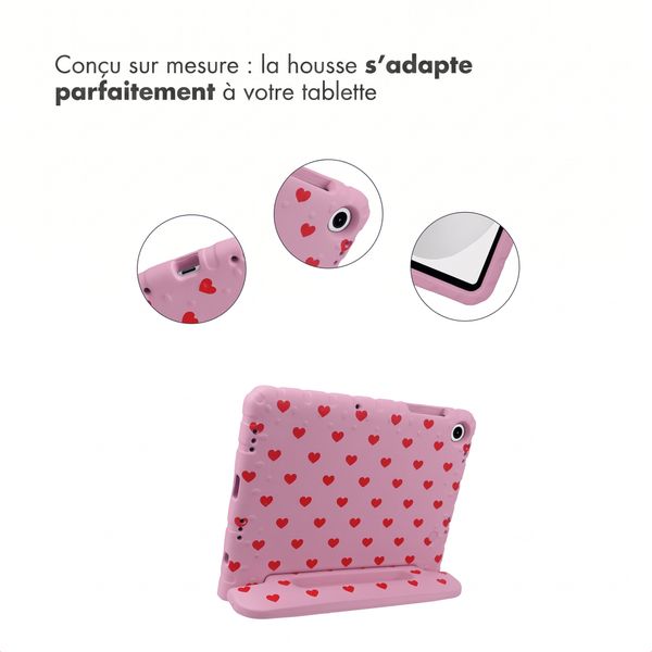 imoshion Coque arrière Kidsproof Design avec poignée Samsung Galaxy Tab A11 Plus / A9 Plus - Cœurs