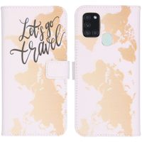 imoshion Design Softcase Bookcase Samsung Galaxy A21s - Let's Go Travel White