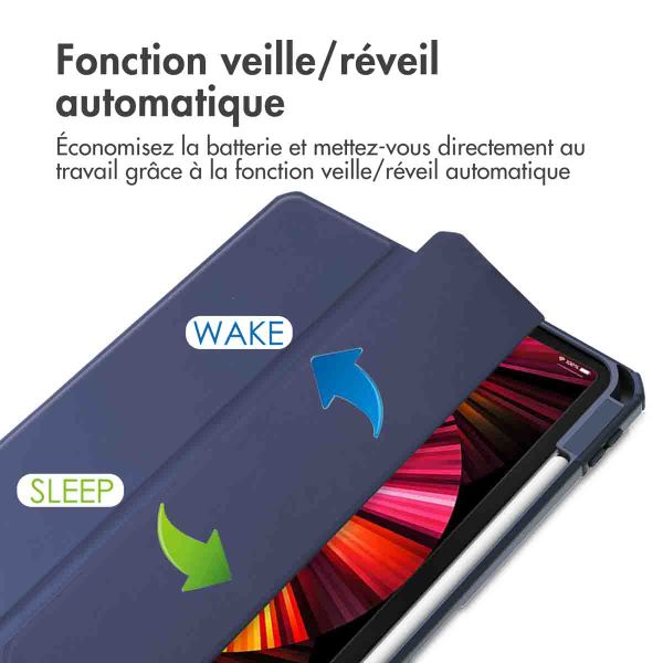 imoshion Coque tablette rigide Trifold Apple iPad Pro 11 (2022 / 2021 / 2020 / 2018) - Bleu foncé