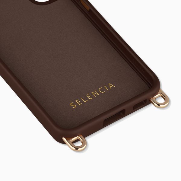 Selencia Coque arrière Rivièra avec MagSafe avec crochets amovibles Samsung Galaxy S22 - Choco Brown