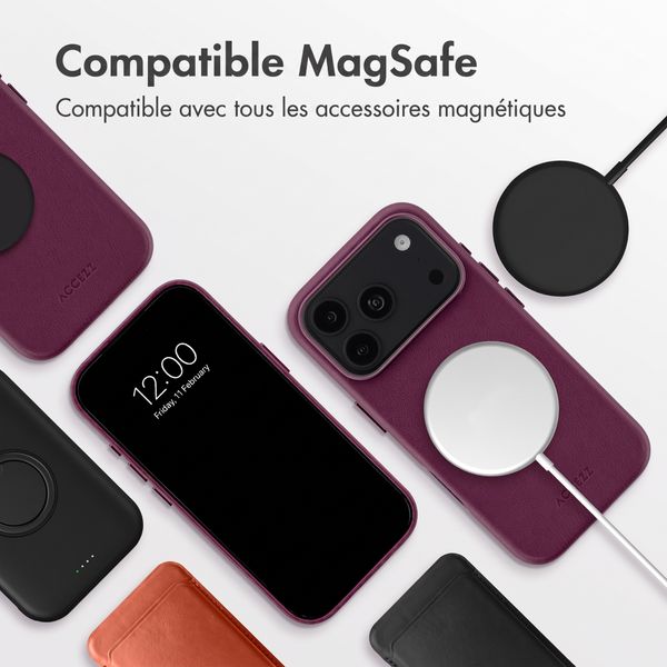 Accezz Coque arrière en cuir avec MagSafe Apple iPhone 18 Pro Max / 17 Pro Max - Heath Purple