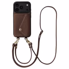 Selencia Coque de télephone Sera avec cordon et porte-cartes enveloppe Apple iPhone 18 Pro Max / 17 Pro Max - Chocolate Brown