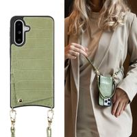 Selencia Coque de télephone Nova Croco avec cordon et porte-cartes Samsung Galaxy A36 / A56 - Sage Green
