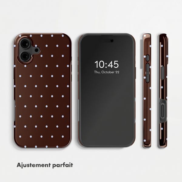 Selencia Coque arrière Vivid Apple iPhone 16 - Happy Dots Chocolate