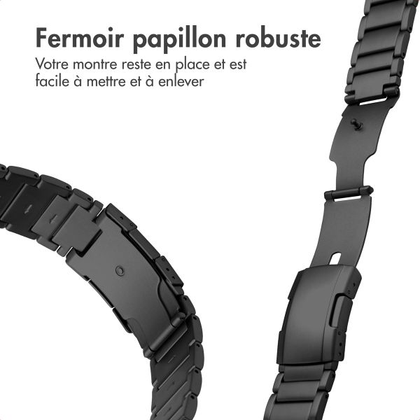 Accezz Bracelet en acier Titane mat  - Connexion Garmin 22 mm - Noir